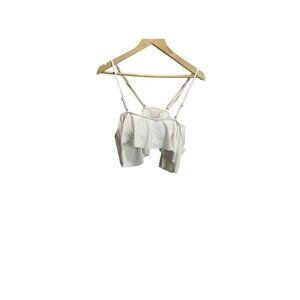 Shein Women Swimwear Bikini Top L WHITE RUFFLES Off The Shoulder Summer Beach